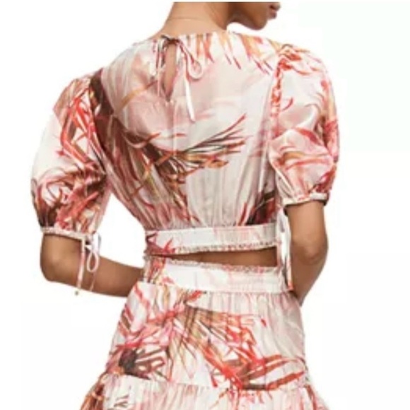 ALLSAINTS Astria Luar Top Sheer Tropical Cropped Pink Blouse Size 2 NWT - Picture 4 of 14